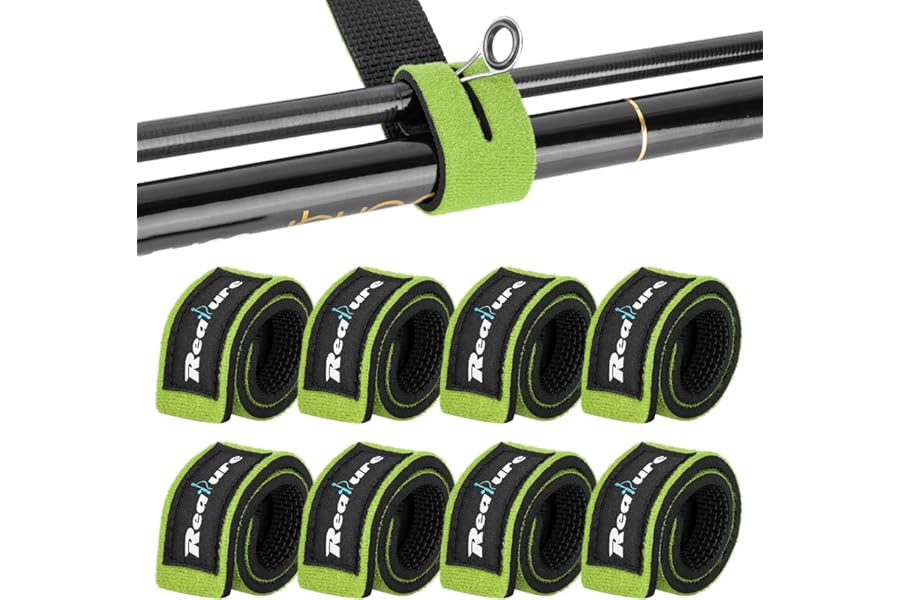 Realure 8 Pcs Fishing Rod Straps Adjustable Neoprene Ties Straps Elastic Fishing Rod Belt Ties for Fixed Fishing Rods Gear Strap Spinning Rod Sea Rod Feeder Rod Carp Rod Wrap Protectors