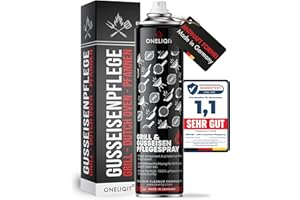 ONELIQIT® Grill & Gusseisen Pflegespray 400ml, Grill Spray mit Antihaftfunktion verhindert Anhaften des Grillguts, Non Stick Spray für die Pflege von Grillrost, Dutch Oven, Pfannen