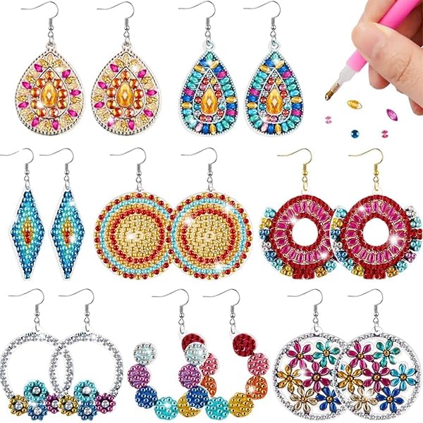 4 Paires De Boucles D'oreilles Vintage Boho - Ensemble Strass Et Perles, Léger, Pour Femmes Et Filles