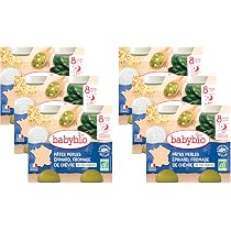 Petits Pots Babybio - Pâtes Perles Épinard & Fromage De Chèvre - BIO 8+ Mois - Lot De 6