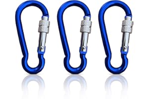 Holesto® Juego de 3 Mosquetones pequeños - Mosquetón de Llavero - Mini mosquetón - Set de mosquetones - Organizador de Llaves - Mosquetón Negro (Azul)