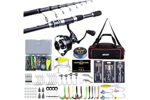 ‎GOTURE Goture Angelrute und Rollen -Kombinationen, Teleskop-Angelrute + Spinnrollen-Köder-Set mit Tragetasche, Teleskop-Angelruten-Angelset für Anfänger, Reisen, Salzwasser-Süßwasser-Angelausrüstung