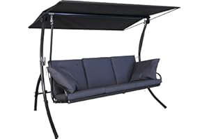 Angerer Freizeitmöbel GmbH Hollywoodschaukel Elegance Sun - Gartenschaukel Made in Germany - Schaukel zum Sitzen, Liegen und Entspannen - inklusive Bett-Funktion - einfache Montage (Dunkelgrau)