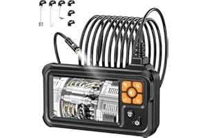 LIGHTSWIM Boroscopio digitale HD a doppia lente, 1080p, IPS da 4,3", telecamera di ispezione con palmare IP67, impermeabile, con 8 luci LED, cavo semirigido da 5 m