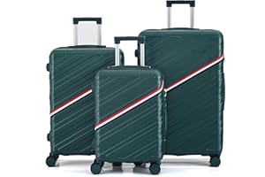 CALDARIUS Suitcase Set | Lightweight | Hard Shell Suitcases | 4 Silent Dual Spinner Wheels | TSA 3 Digit Combination Lock | Aluminium Telescopic Handle | 3 Pcs Luggage Sets (Green, 3 Piece Set)