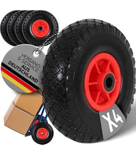 2x Kajak-Wagen-Räder 25,4 Cm – Pannensichere Vollgummi-Reifen, Max. 150 Kg, Achsdurchmesser 2,3 Cm