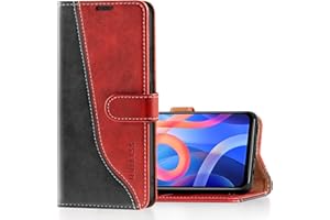 Mulbess Funda para Xiaomi Redmi Note 11T 5G / Poco M4 Pro 5G, Funda Piel Case Cover, Cierre Magnético, Soporte Plegable, Ranura para Tarjeta, Elegante Vino Rojo