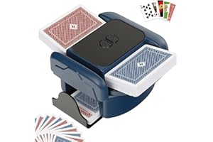BEE&FLOWER Kartenmischmaschine wiederaufladbarer Kartenmischer mit Auto-Stopp 2600-mAh-Akku, geräuscharmer automatischer Kartenmischer für 1–2 Decks für UNO, Poker, Blackjack, Phase 10