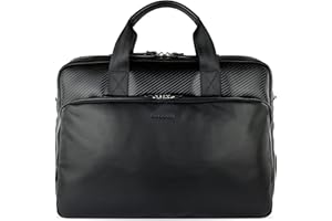 Bugatti Comet duża skórzana teczka z przegrodą na laptopa 15", torba biznesowa, czarna