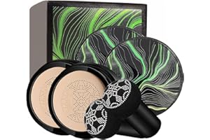 WWQQYY 2PCS Mushroom Head Air Cushion CC Cream Natural Foundation Full Cover Concealer, Nude Makeup Oil Control/Moisturizing Brightening Pigment BB Cream Matte Foundation (Natural)