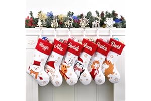 Duosheng & Elegant Personalisierte Weihnachtsstrumpf mit Namen Weihnachts Gesenke Nikolausstrumpf Christmas Stockings Weihnachten Deko Weihnachtskamin Hängende Schneemann Rot & Weiß 1 Stück
