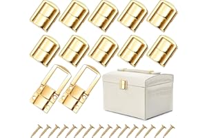 JJYHEHOT 10 Stück Kistenverschluss Goldener Spannverschluss Haspe Schloss Aus Zinklegierung Kofferverschluss mit 40 Schrauben für Holztruhe Schmuckschatulle Geschenkbox