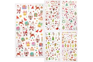 FINGOOO 300+ Pieces Christmas Fun Stickers for Kids, Xmas Craft Card Making Self Adhesive Stickers Party Bag Fillers Party Favour