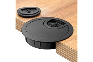 Bruce.® 1 x Cable Grommet Diameter 60 mm Metal for Desk & Furniture - Finally Order in the Office and Home - with Brush & Rubber Insert - Black