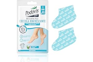 Podovis, Maschera Piedi Coccola Rinfrescante - Maschera Rilassante , "Effetto Impacco", Sollievo per Piedi Stanchi e Pesanti, con Aloe Vera ed Estratto di Lavanda, 1 Paio