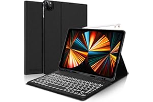 SENGBIRCH iPad Pro 12.9 Keyboard Case for 2022 6th Generation / 2021 5th Generation, Detachable 7 Colors Backlit Keyboard Case for iPad Pro 12.9 Inch 2022 2021/2020/2018 5th Gen/4th Gen/3th, Black