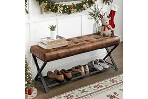 LUE BONA Banco Zapatero,Mueble Zapatero Banco De Zapatos con Asiento,Almacenamiento Zapatos for Banco Zapatero para Ahorrar Espacio para Sala de Estar, Dormitorio, Entrada,113 x 38 x 46 cm,Marrón