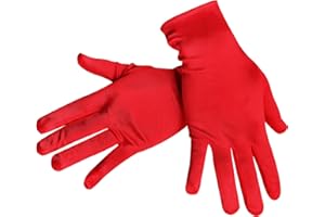 JUNART JUNRT Short Satin Gloves Femmes Poignet Longueur Gants Doux et Confortables Pour Fête De Mariage Halloween Cosplay Costume