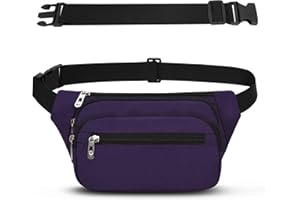 IHIGOGOFA Bumbags Waist Fanny Pack Fashion Bum Bag with 60cm Extended Belt for Dog Walking Climbing Hiking Travel Cycling Girls Ladies Men Women (Purple)