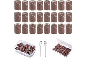 HHBDY 287 Pièces Tambour De Ponçage avec 285 Pièces Bandes de Ponçage et 2 Pièces Tambour Mandrin, 80/120/180 Grains avec Boîte Gratuite, Manchons de Ponçage pour Dremel Outils Rotatifs