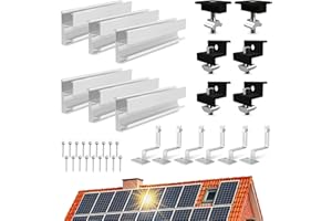 ANFIL SOLAR TECHNOLOGY ANFIL® Solar Halterung Ziegeldach [Verstellbar & Korrosionsbeständig] – Solarmodul Halterung mit Montageschiene & Dachhaken (Einfache Installation & langlebig) - Solarpanel Halterung