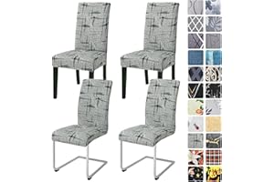 ‎ALISHOMTLL Alishomtll Stretch Stuhlhussen 4er/6er Set Stuhlbezug Schwingstuhl Elastische Hussen Abnehmbarer Waschbarer Stühle Schutz für Esszimmer Küche Restaurant Hotel Bankett (Schwarz Leinen, 4 Stück)