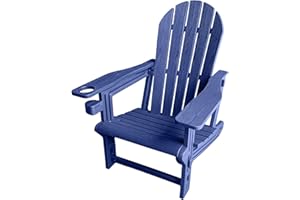 Yaangagpe Outdoor Adirondack Chair HDPE All-Weather Patio Garden Chairs with Cup Holder,Garden Furniture Chair for Poolside,Backyard,Deck,Fire Pit,Lawn,Beach,Navy
