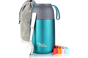 Milu® Thermobehälter für Essen 650ml, Edelstahl Warmhaltebehälter mit Löffel, Thermobecher Essen, Thermo Lunchbox für Kinder, Erwachsene, Thermobox Suppen, Babybrei, Speisebehälter Grün, 650ml