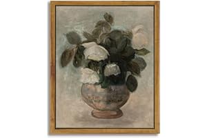 InSimSea Gerahmte Leinwanddrucke Wandkunst Home eklektische Dekor, Rosen in Vase, klassische Ölgemälde für Wanddekorationen, rustikale Wanddekoration, Bauernhaus-Dekor, Wandkunst, 20.3x25.4 cm