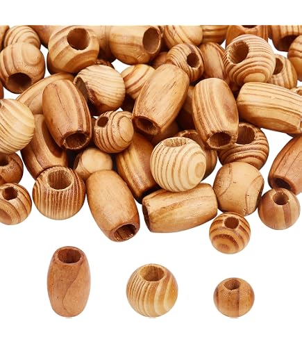 Perlin 100 perline ovali in legno, 15 x 7 mm, foro da 2,5 mm, confezione mista