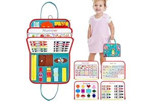 GYBOOM Busy Board Montessori Toys for Toddler, Upgraded 20 IN 1 Toys with Arithmetic, Sensory Board for Learning Fine Motor Skills, Preschool Educational Toys for 1-6 Year Old Boys Girls Travel (Green2)