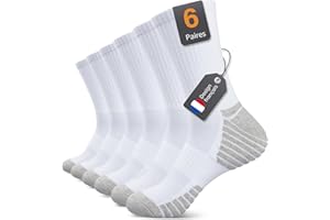 Alaplus Chaussettes Homme Femme Chaudes,Chaussettes Anti Ampoule,Chaussettes Coton Respirant Hiver, Lot de 6 Chaussettes de Sport Antidérapantes Coussin Unisexe