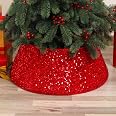 VidaXL Gonna per Albero di Natale Rossa e Nera 48x48x25 cm