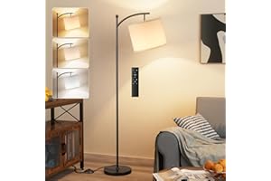 Aooshine Floor Lamp, 60" Modern Arc Standing Lamps for Living Room with Remote Control and Stepless Dimmable Colors Temperature & Brightness, Lamps for Living Room Bedroom Office (Bulb Included)