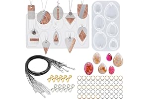 Attuslla 2 Pz Molde Resina Silicona Moldes de Joyería, Cuerda de Cera Negra para Colgantes, Collares, Joyería Artesanal