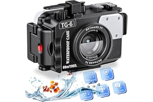 CUAOICLLY Boîtier de caméra sous-Marine pour Olympus TG-6, étui étanche Professionnel avec Joints Double Couche et Alarme de Fuite, Profondeur de 60 m, contrôle Complet et compatibilité (Black, TG 6)