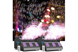 OSUSUENT Máquina de Humo 1500W Máquina de Pompas de Burbujas Automática con Remoto Inalámbrico 18 LED Efectos RGB para Fiestas, DJ, Halloween, Navidad, Bodas, 2 PCS