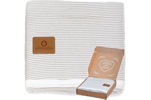 mimaDu® Coperta per neonati in cotone, coperta per bambini invernale, idea regalo per il battesimo, cotone pettinato 100%, certificazione Oeko-TEX, colore grigio e bianco