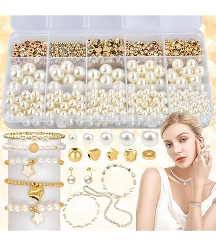 Kit De Perles Pour Bracelets DIY - 2000 Perles Blanches Rondes 3 à 12mm Avec Fermoirs Et Outils