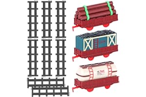 Beyiudefu 3 Carrozzes et 8 Rails pour Train Electrique pour Enfants Accessoires pour Petits Trains