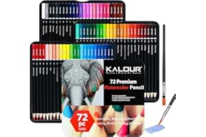 KALOUR 72 Watercolour Pencils for Adults - Water Soluble Professional Hexagonal Pencil - Ideal for Artists Coloring Blending and Layering