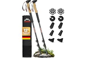 ALPENWERT Bastoni da trekking [carbonio o alluminio] Bastoni da passeggio per uomo e donna – Bastoni da trekking telescopici con manico in sughero per escursioni, nordic walking e sci alpinismo