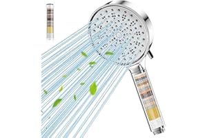 COBBE Hard Water Filter Shower Head with 6 Spray Modes, High Pressure Water Saving Shower Head with 20 Layers Filtration, Power Shower Heads with Showerhead Filter for Residual Chlorine Remove, Chrome