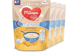 ‎MILUPA Milupa Milchbrei Butterkeks – Babybrei ohne Palmöl – Frei von Konservierungs- und Farbstoffen – Ab dem 6. Monat – 4 x 400 g