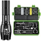 Ceboic LED Taschenlampe, Extrem Hell 2000 Lumen Aufladbar Taschenlampe, IPX65 Wasserdicht 5 Lichtmodi Zoombar Taktische Tasch