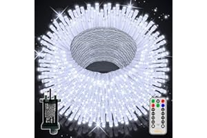 Ollny Christmas Tree Lights, 50m 500 LED Outdoor Fairy Light Mains Powered, Waterproof Cool White String Light with Plug, Remote/8 Modes/Timer, Bright Lighting Indoor/Outside/Garden/Xmas Decorations