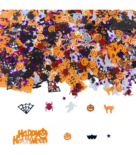 Halloween Konfetti 60 G – Mit Spinnen, Fledermäusen, Kürbissen In Orange, Schwarz, Weiß Für Tischdeko & Party
