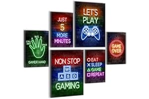 NOVART Tableau Console Gamer - PAS DE CADRE NÉCESSAIRE - Moderne Collage Coloré - Adolescent De Garçon De Pépinière - N005263a