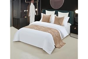 Guest Ruyunlai Bed Runner Luxury Hotel Grade Shallow coffee 2 Pillowcases(50X50cm) Elegant comfortable Fabric with Wrinkle-Free and Premium Finish