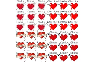 COKTAK 36 PCS Bride of Chucky Tattoo Heart For Women Men Kids Adults, Halloween Zombie Chucky Makeup Kit, Tiffany Costume Chucky Heart Temporary Tattoos Stickers, Bride of Chucky Halloween Costume